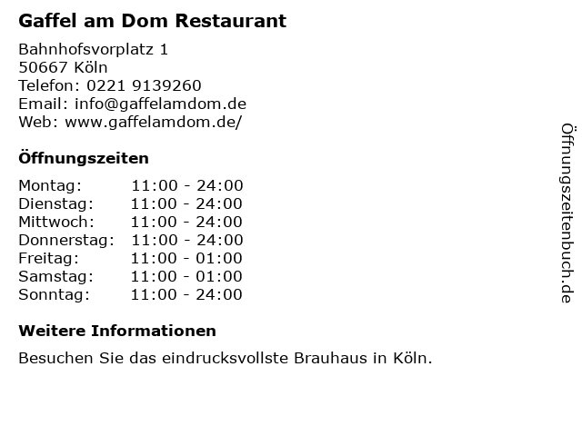 Gaffel am Dom in Köln: Adresse und Öffnungszeiten