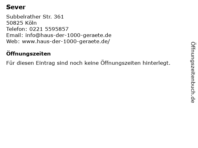 á… Offnungszeiten Haus Der 1000 Gerate Elektro Haushaltsgerate Koln Subbelrather Str 361 In Koln