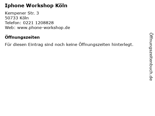 Iphone Workshop Köln in Köln: Adresse und Öffnungszeiten