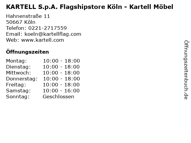 KARTELL S.p.A. Flagshipstore Köln - Kartell Möbel in Köln: Adresse und Öffnungszeiten