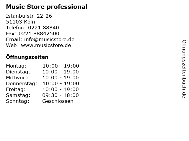 Music Store professional in Köln: Adresse und Öffnungszeiten