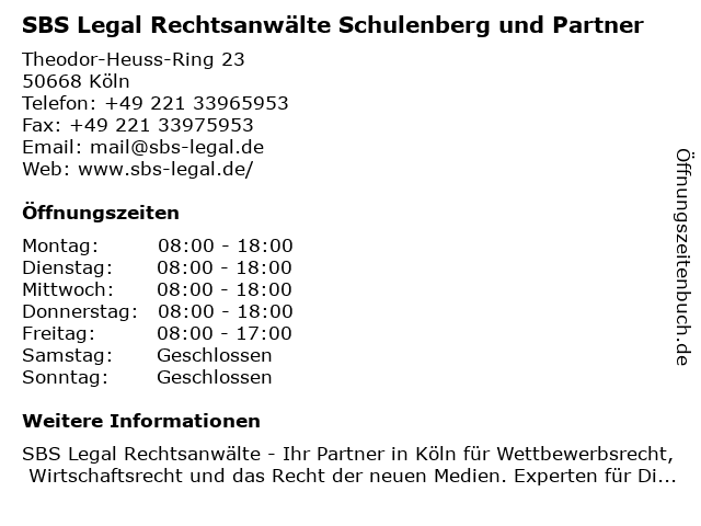 Naujokat Rechtsanwälte in Köln: Adresse und Öffnungszeiten