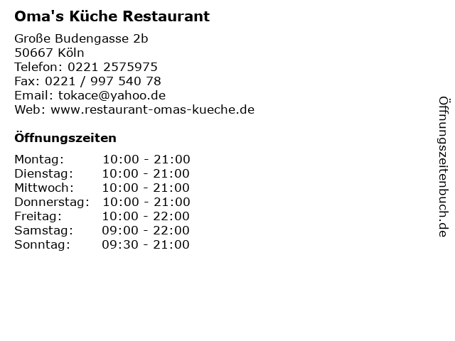 ᐅ Öffnungszeiten „Oma\'s Küche“ | Große Budengasse 2b in Köln ᐅ Öffnungszeiten „Oma\'s Küche“ | Große Budengasse 2b in Köln
