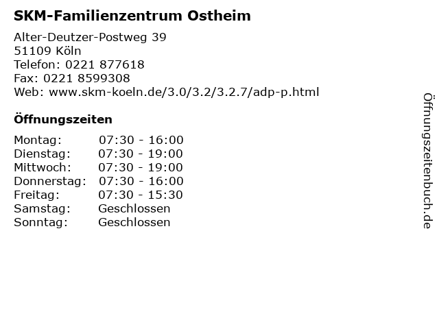 SKM-Familienzentrum Ostheim in Köln: Adresse und Öffnungszeiten