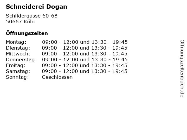 Schneiderei Dogan in Köln: Adresse und Öffnungszeiten