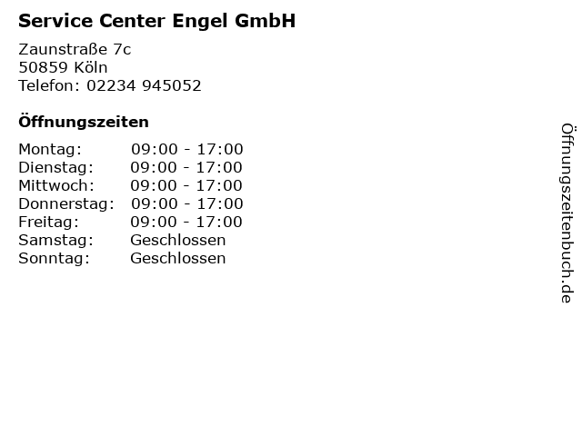 Service Center Engel GmbH in Köln: Adresse und Öffnungszeiten