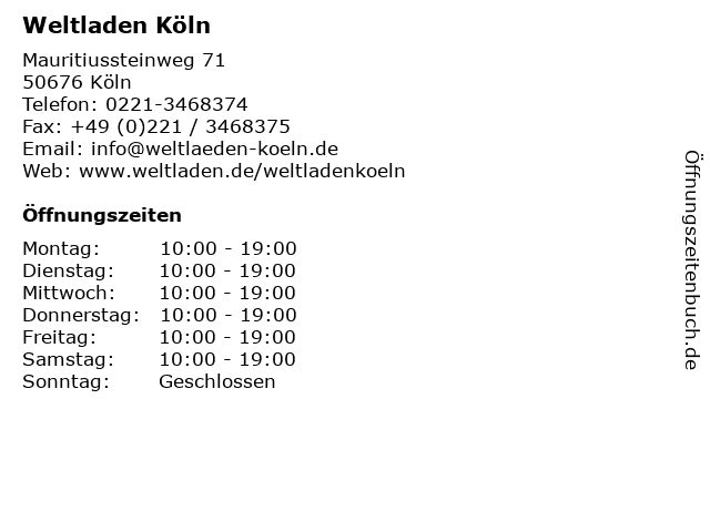 Weltladen Köln in Köln: Adresse und Öffnungszeiten