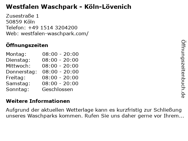 Westfalen Waschpark - Köln-Lövenich in Köln: Adresse und Öffnungszeiten