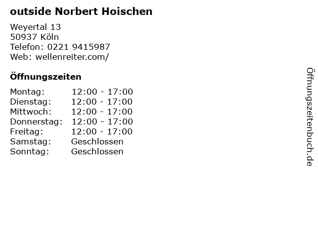 outside Norbert Hoischen in Köln: Adresse und Öffnungszeiten