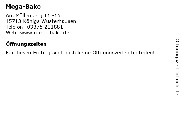 Mega-Bake in Königs Wusterhausen: Adresse und Öffnungszeiten