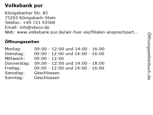 ᐅ Offnungszeiten Vr Bank Enz Plus Eg Geschaftsstelle Stein