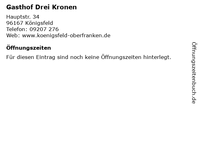 Gasthof Drei Kronen in Königsfeld: Adresse und Öffnungszeiten