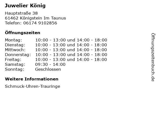 Juwelier König in Königstein Im Taunus: Adresse und Öffnungszeiten