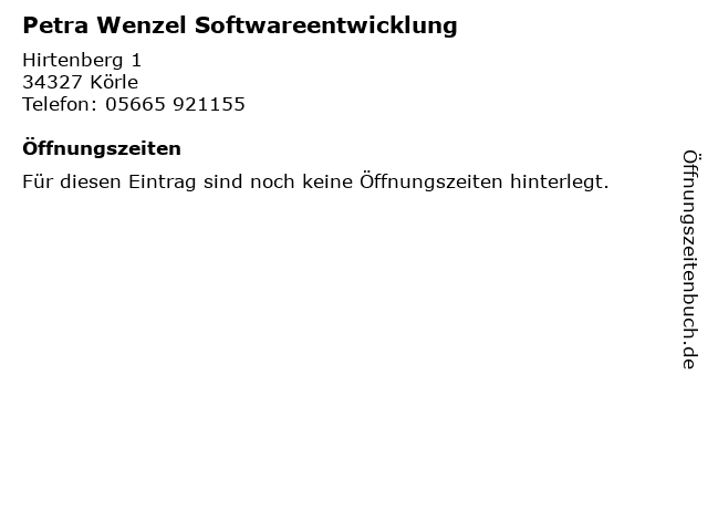 Petra Wenzel Softwareentwicklung in Körle: Adresse und Öffnungszeiten
