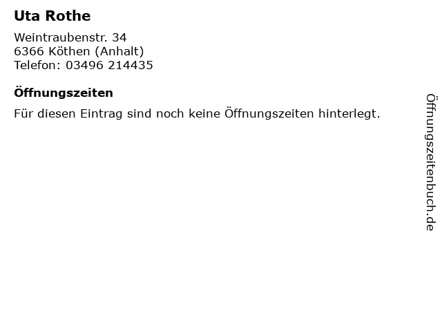 Uta Rothe in Köthen (Anhalt): Adresse und Öffnungszeiten