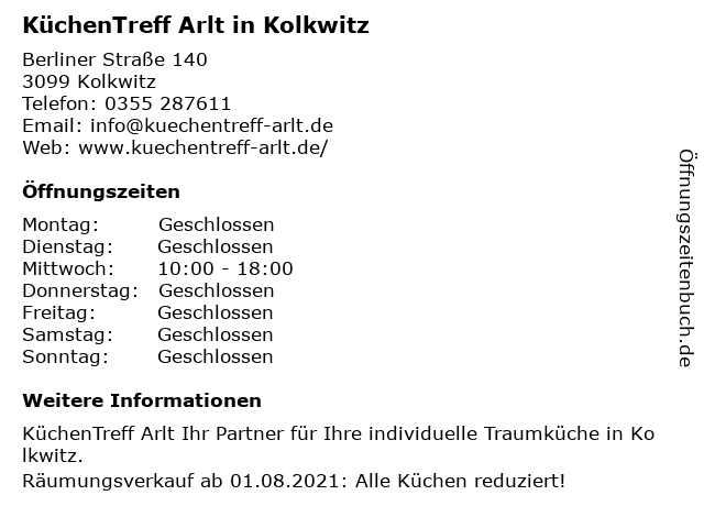 KüchenTreff Arlt in Kolkwitz in Kolkwitz: Adresse und Öffnungszeiten