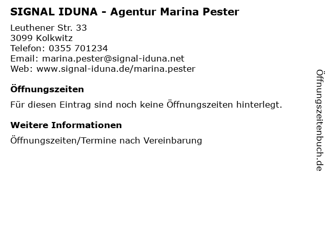 SIGNAL IDUNA - Agentur Marina Pester in Kolkwitz: Adresse und Öffnungszeiten