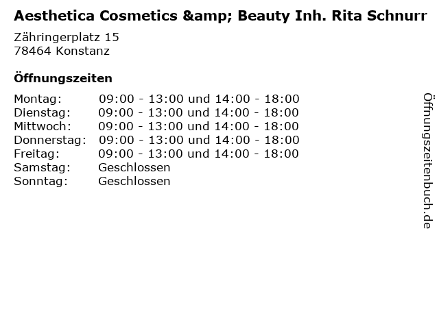 Aesthetica Cosmetics & Beauty Inh. Rita Schnurr in Konstanz: Adresse und Öffnungszeiten
