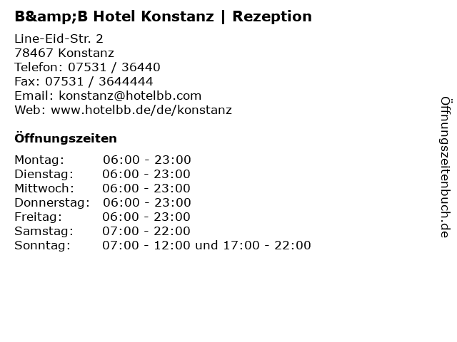 B&B Hotel Konstanz | Rezeption in Konstanz: Adresse und Öffnungszeiten