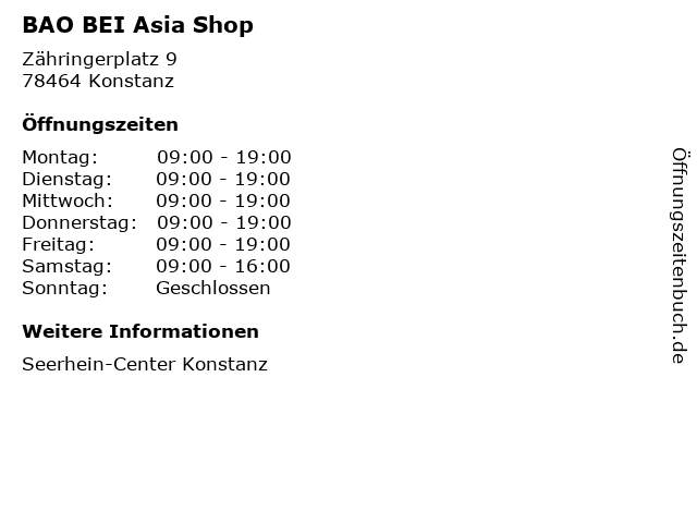 BAO BEI Asia Shop in Konstanz: Adresse und Öffnungszeiten