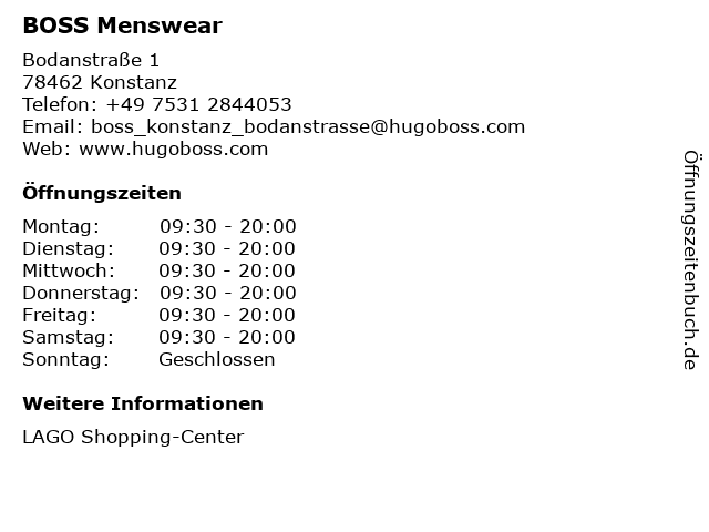 BOSS Menswear in Konstanz: Adresse und Öffnungszeiten