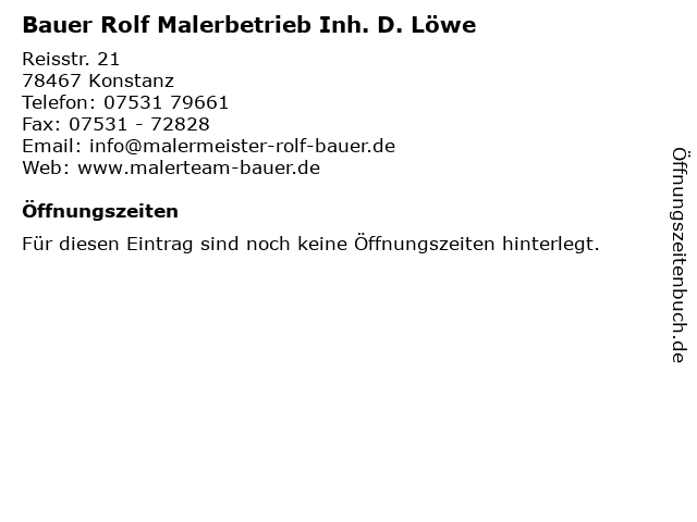Bauer Rolf Malerbetrieb Inh. D. Löwe in Konstanz: Adresse und Öffnungszeiten