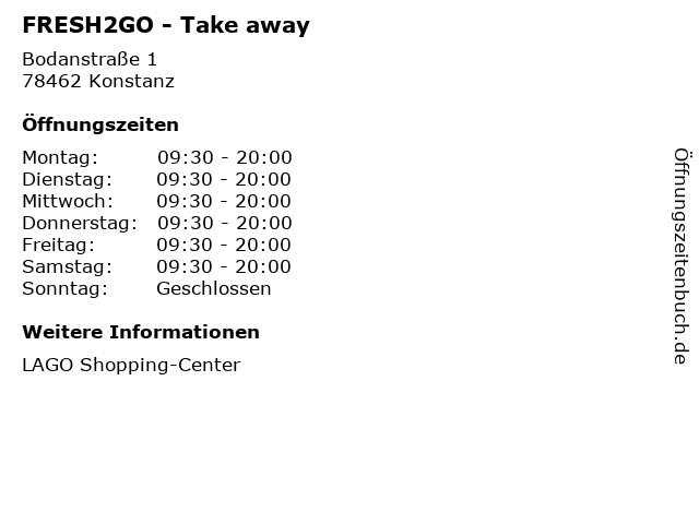 FRESH2GO - Take away in Konstanz: Adresse und Öffnungszeiten