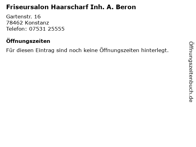 Friseursalon Haarscharf Inh. A. Beron in Konstanz: Adresse und Öffnungszeiten