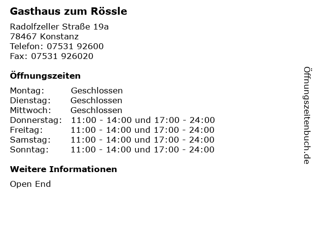 Gasthaus zum Rössle in Konstanz: Adresse und Öffnungszeiten