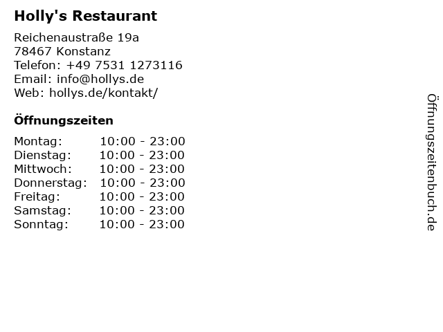 Holly's Restaurant in Konstanz: Adresse und Öffnungszeiten
