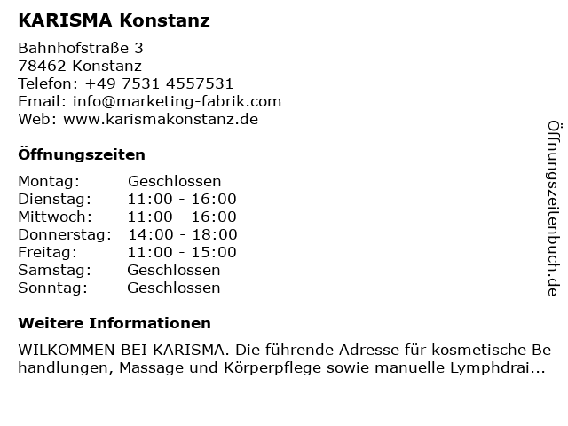 KARISMA Konstanz in Konstanz: Adresse und Öffnungszeiten