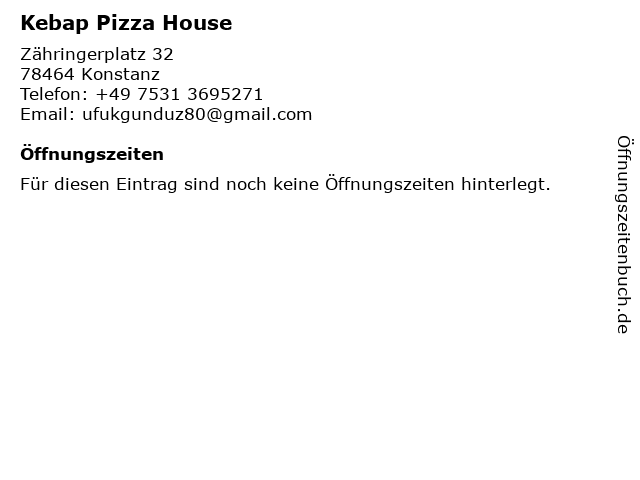 ᐅ Offnungszeiten Kebap Pizza Haus Zahringerplatz 32 In Konstanz