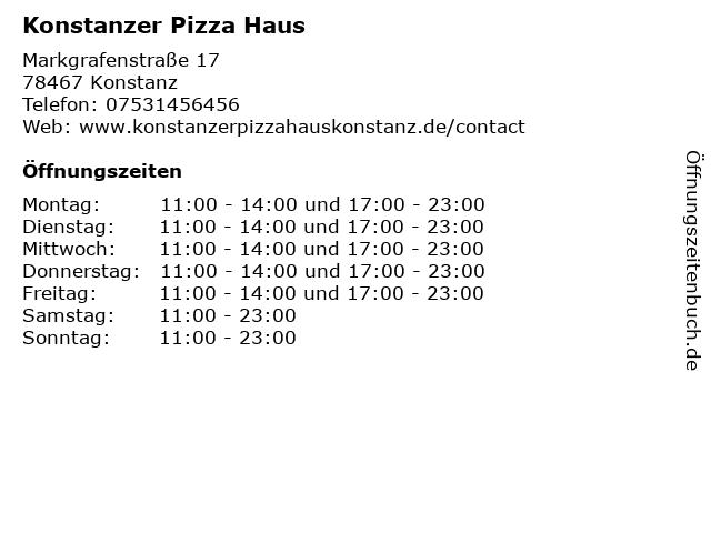 Konstanzer Pizza Haus in Konstanz: Adresse und Öffnungszeiten