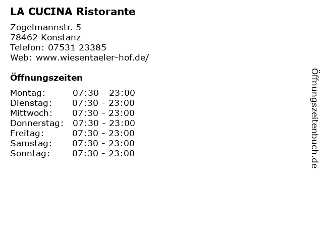 LA CUCINA Ristorante in Konstanz: Adresse und Öffnungszeiten