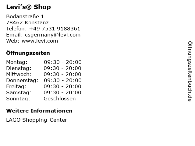 Levi’s® Shop in Konstanz: Adresse und Öffnungszeiten