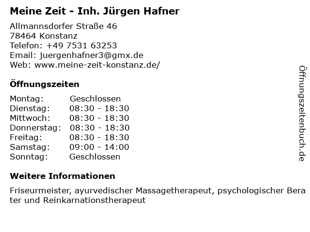 Meine Zeit - Inh. Jürgen Hafner in Konstanz: Adresse und Öffnungszeiten