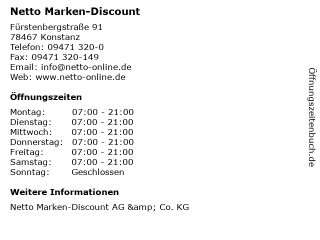 Netto Marken-Discount in Konstanz: Adresse und Öffnungszeiten