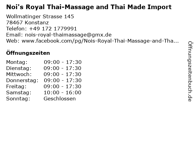 Noi's Royal Thai-Massage and Thai Made Import in Konstanz: Adresse und Öffnungszeiten