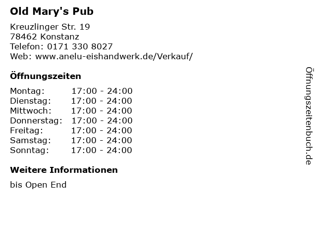 Old Mary's Pub in Konstanz: Adresse und Öffnungszeiten