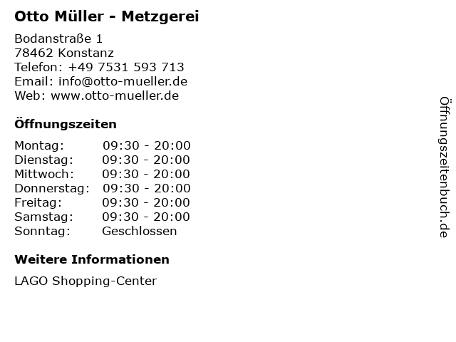Otto Müller - Metzgerei in Konstanz: Adresse und Öffnungszeiten