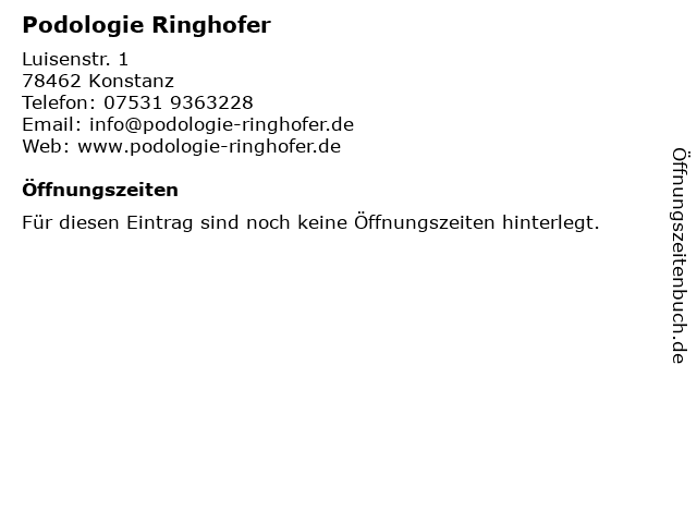 Podologie Ringhofer in Konstanz: Adresse und Öffnungszeiten