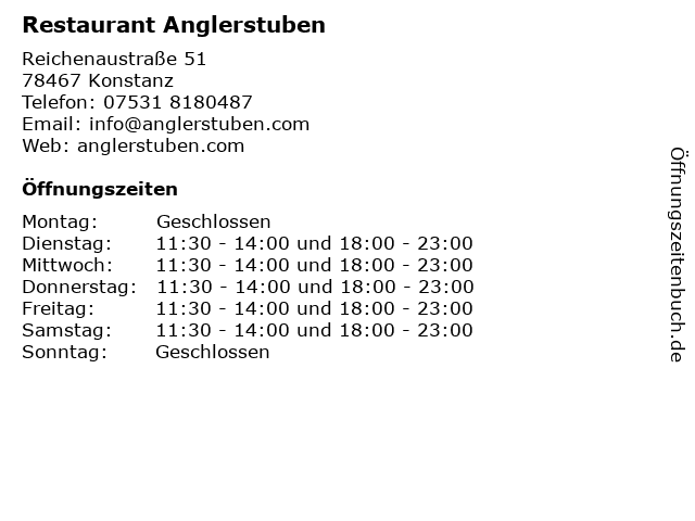 Restaurant Anglerstuben in Konstanz: Adresse und Öffnungszeiten