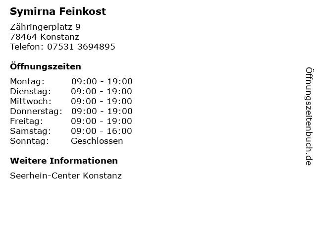 Symirna Feinkost in Konstanz: Adresse und Öffnungszeiten