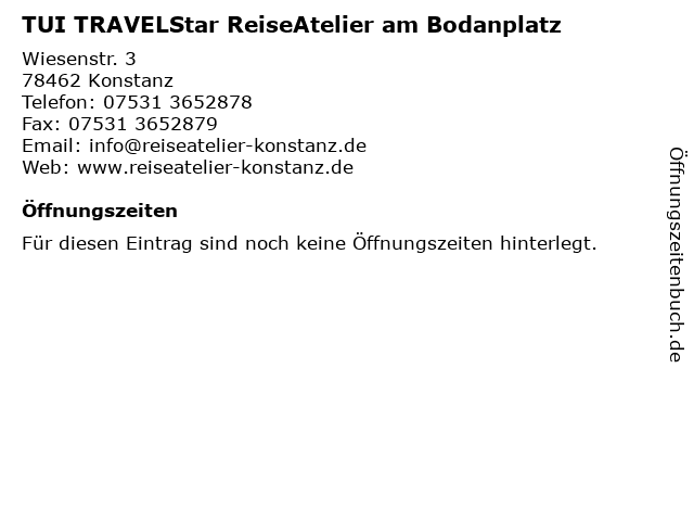 TUI TRAVELStar ReiseAtelier am Bodanplatz in Konstanz: Adresse und Öffnungszeiten