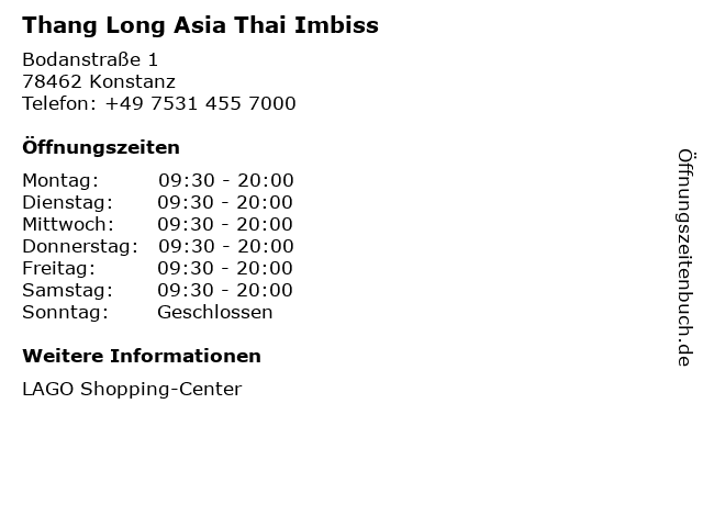 Thang Long Asia Thai Imbiss in Konstanz: Adresse und Öffnungszeiten