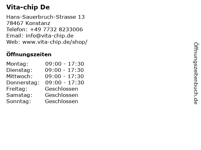 Vita-chip De in Konstanz: Adresse und Öffnungszeiten