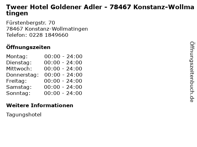 Tweer Hotel Goldener Adler - 78467 Konstanz-Wollmatingen in Konstanz-Wollmatingen: Adresse und Öffnungszeiten
