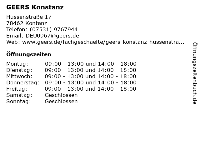 GEERS Konstanz in Kontanz: Adresse und Öffnungszeiten