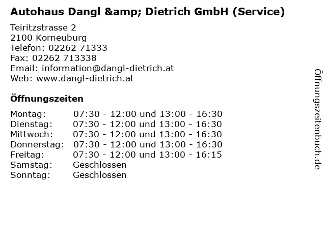 Autohaus Dangl & Dietrich GmbH (Service) in Korneuburg: Adresse und Öffnungszeiten