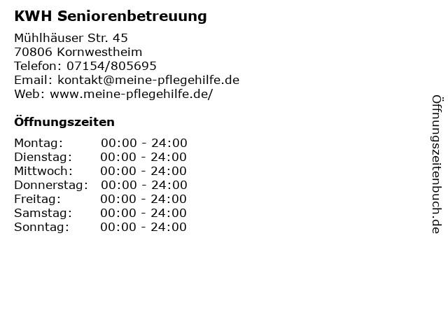 KWH Seniorenbetreuung in Kornwestheim: Adresse und Öffnungszeiten
